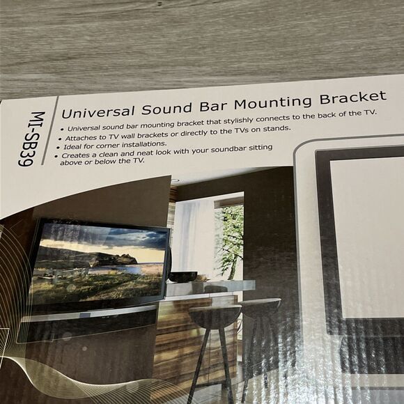 Mount-It Universal Sound Bar Mounting Bracket. Black- MI-SB39 33lb Max - Picture 2 of 5